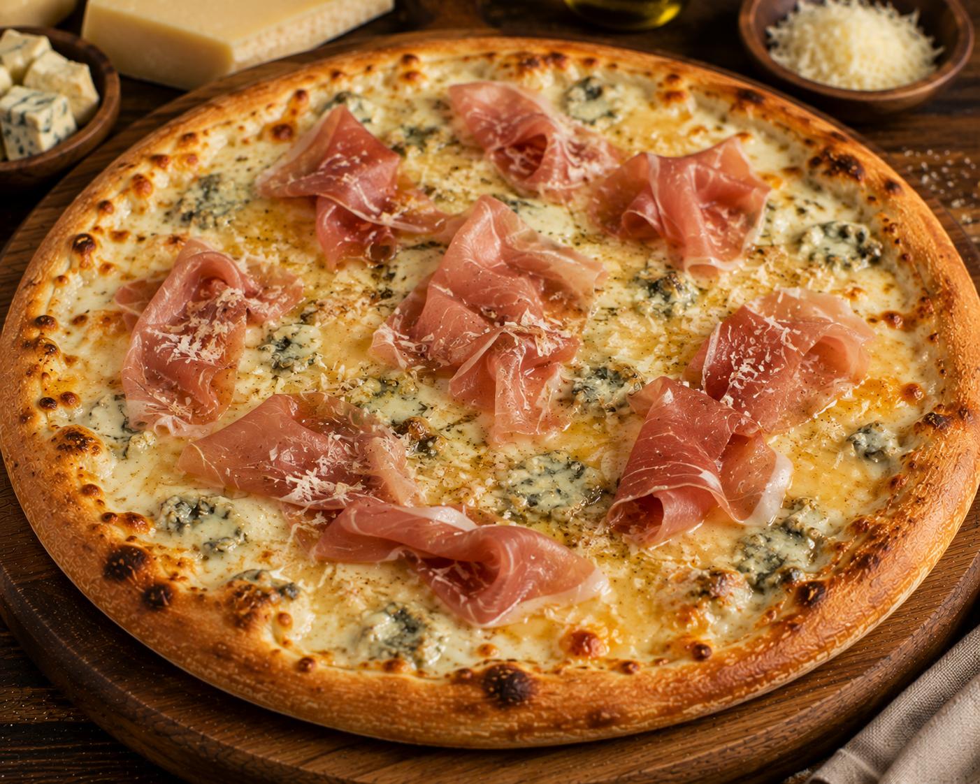 Quattro formaggi con prosciutto crudo