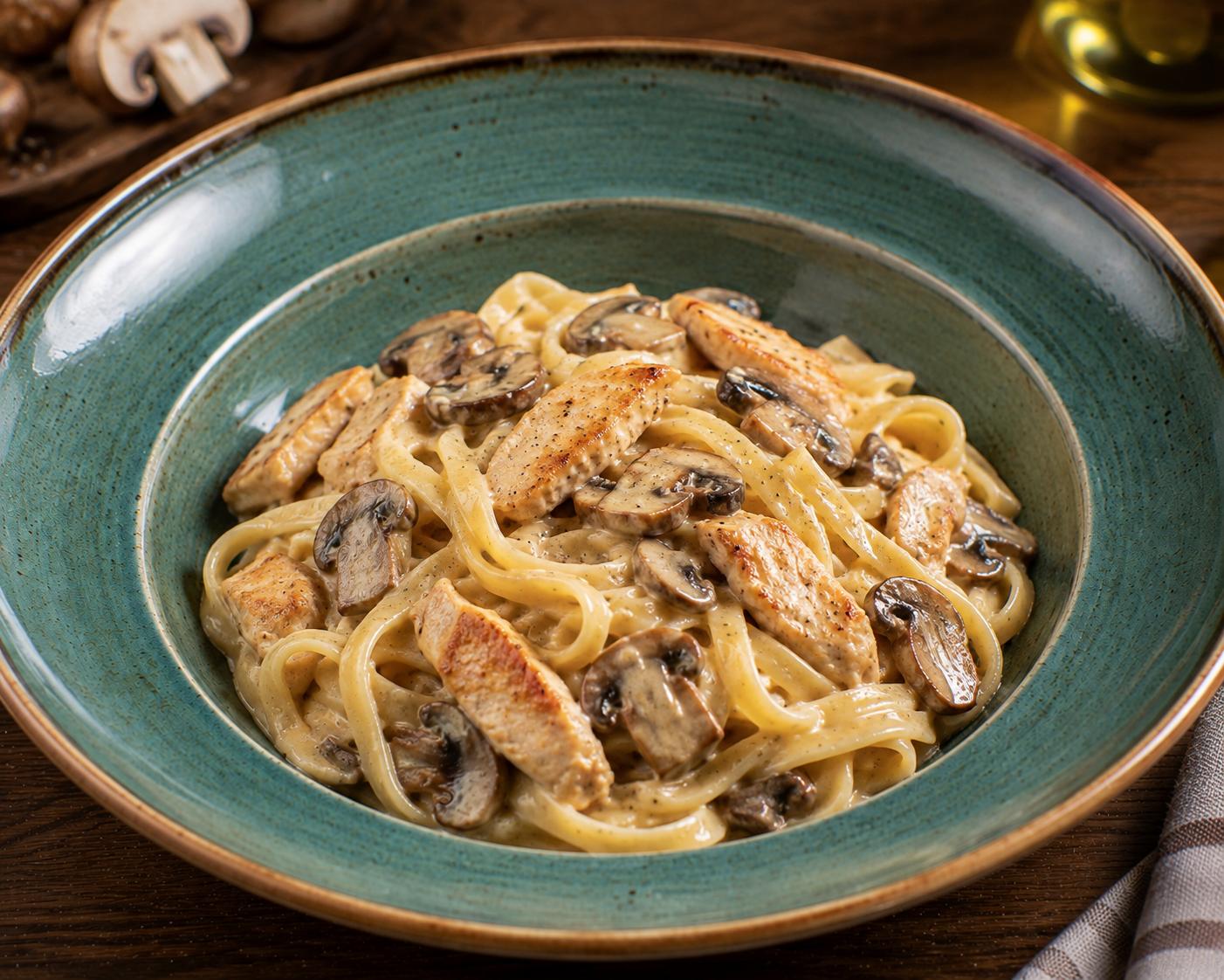 Tagliatelle pollo e funghi